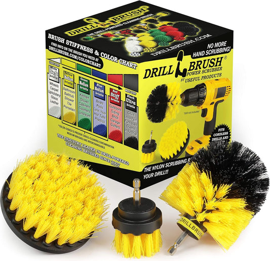 Drill Brush Attachment Set – Household Cleaning Brushes for Bathroom Surfaces Tub, Shower, Tile and Grout All Purpose Power Scrubber Cleaning Kit – Shower Grout Cleaner Drill Brushes Set by Drillbrush