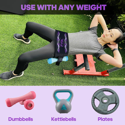 FYGL Hip-Thrust-Belt, Foldable Hip-Thrust-Band for Dumbbells, Kettlebells, or Plates, Hold Up to 300 lbs Weights with Slip-Resistant Padding for the Gym and Home Workouts
