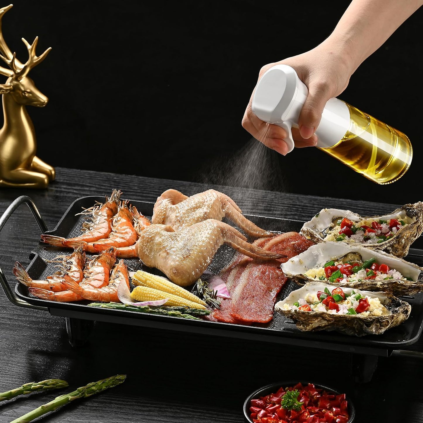 Oil Sprayer for Cooking, 200ml Plastic Olive Oil Sprayer Mister, Olive Oil Spray Bottle, Kitchen Gadgets Accessories for Air Fryer, Canola Oil Spritzer, Widely Used for Salad Making, Baking, Frying