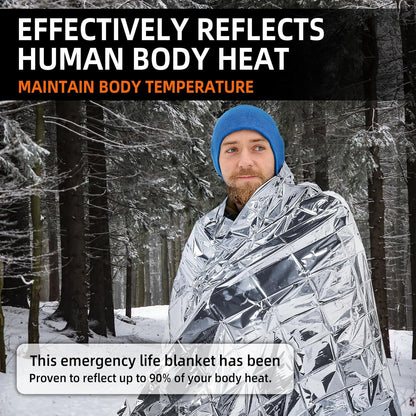 Deecam Emergency Space Blankets, Mylar Thermal Survival Blankets Foil Camping Emergency Heat Reflective Blanket for Outdoor, First Aid, Hiking, Camping Gear, Travel (36Pack)