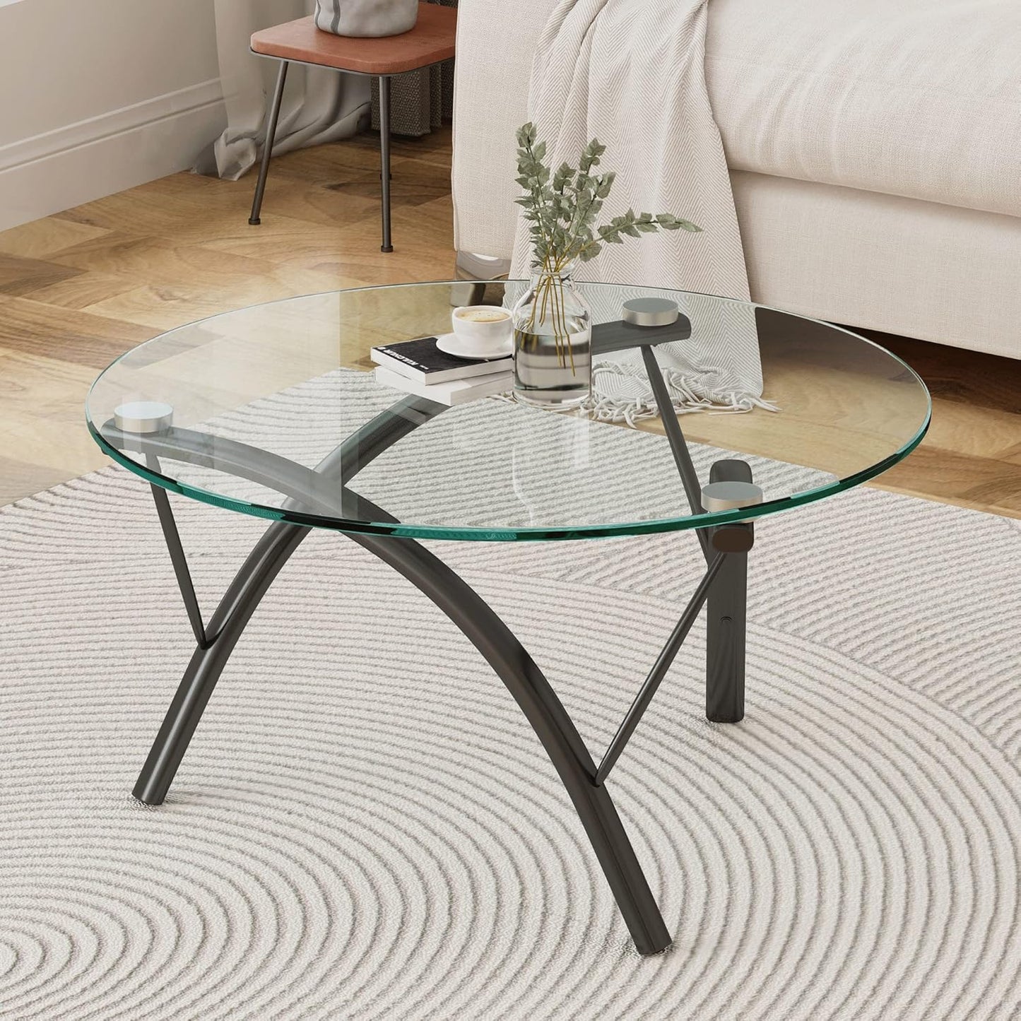 48" Inch Round Glass Table Top 0.36" Inch Thick Tempered Pencil Polished Edge Glass Table Top，for Dining Table, Coffee Table, Restaurant Table