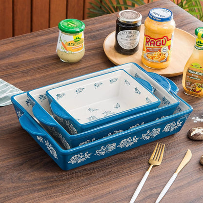 Wisenvoy Baking Dish Ceramic Lasagna Pan Casserole Dish 3-Piece Bakeware Sets Baking Dishes Baking Set Baking Dish Set