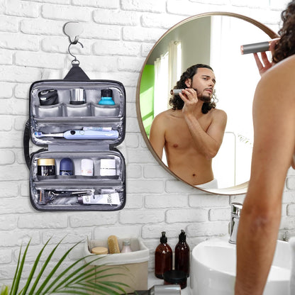 HILOMON Toiletry Bag for Men, YKK Zippers Hanging Bathroom Shower Hygiene Bag with Metal XXL Swivel Hook, Big Comparment, Waterproof for Travel Accessories