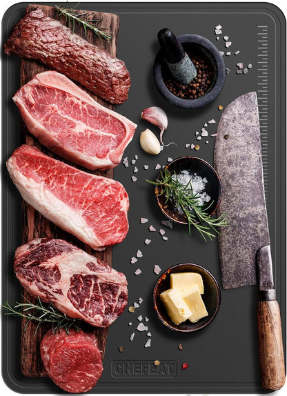 Extra Large TPU Cutting Board 17.3" x 12.6" – Flexible, Knife-Friendly, Scratch-Resistant, Dishwasher Safe, BPA-Free, Double-Sided Chopping Board with Juice Groove for Meat, Vegetables & More