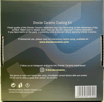 Drexler 9H Car Ceramic Coating Kit - Professional Protection, 3-5 Years of Shine, 9H Hardness, Extra Water Repellent, High Gloss Finish