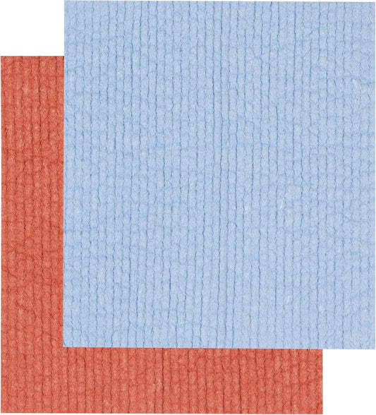 Ecologie Swedish Sponge Reusable Dishcloth Rust and Sky Blue 6.5 x 8 inches, Set of 2