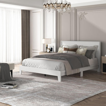 Galano Payne Queen Bed Frame with Headboard – White Platform Bed Frame, Wood Slat Support, No Box Spring Needed, Bedframe Queen Size, Base de Lit Queen, Queen Size Bed Frame