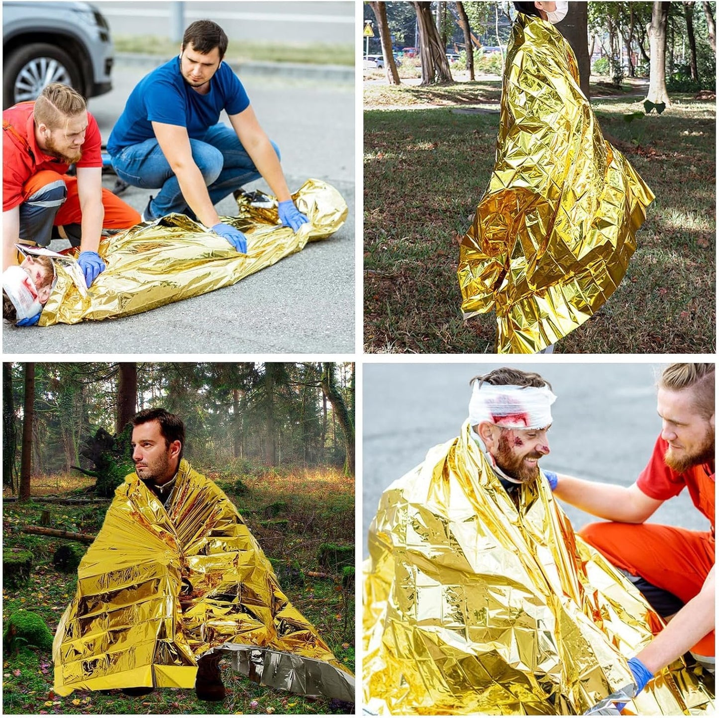 YYTECH Emergency Sleeping Bag, Rescue Blanket, Rescue Film, Gold, 210 x 160 cm, Survival Sleeping Bag, Bivouac Bag, Waterproof, Portable Emergency Blanket, Cold Protection, Rescue Tent for Camping,