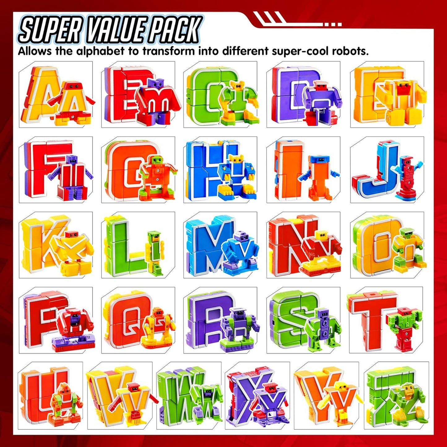 JOYIN Alphabet Robots Toys for Kids, ABC Learning Toys, Alphabots, Letters, Toddlers Education Toy, Carnival Prizes, Christmas Toys, Treasure Box and Prize for Classroom