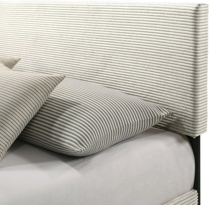 GALANO Wood Queen Bed Frame with Headboard – Platform Bed Frame Queen Size, Cream Upholstered Bedframe, Modern Queen Size Bed, Easy Assembly, No Box Spring Needed, Beds for Bedroom