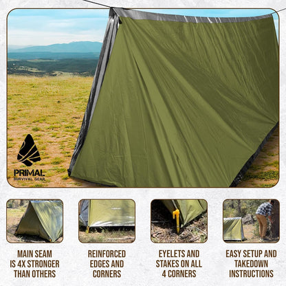 Survival Gear Shelter for Bug Out Bag - Storm Shelter Survival Tent with Doors - Tornado Shelter - Small Bivy Tent Emergency Shelter for Camping - Tactical Tent for Emergency Bugout Survival Kit