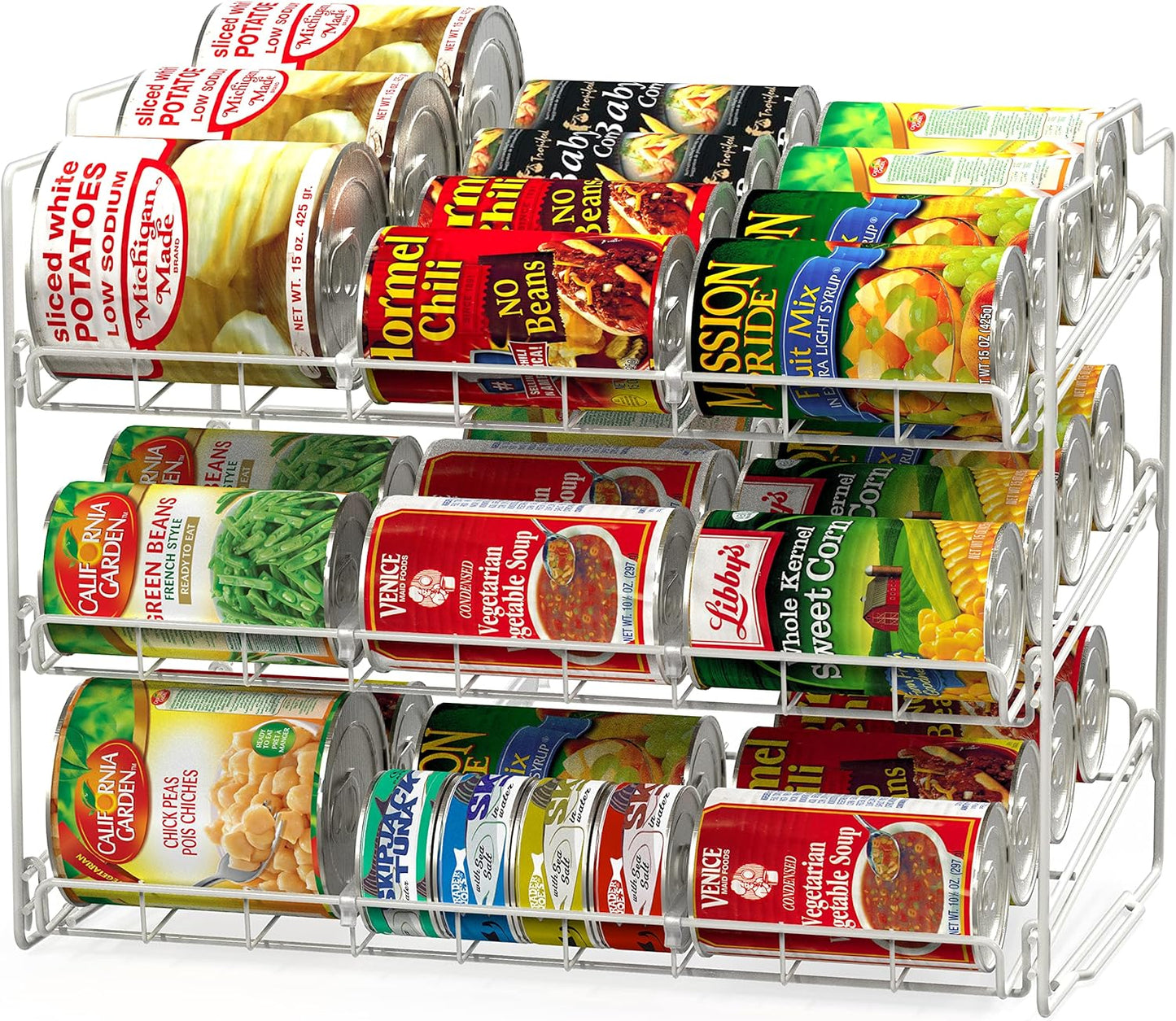 Deco Brothers Stackable Can Rack Organizer for Kitchen and Pantry, Holds Up to 36 Cans, White