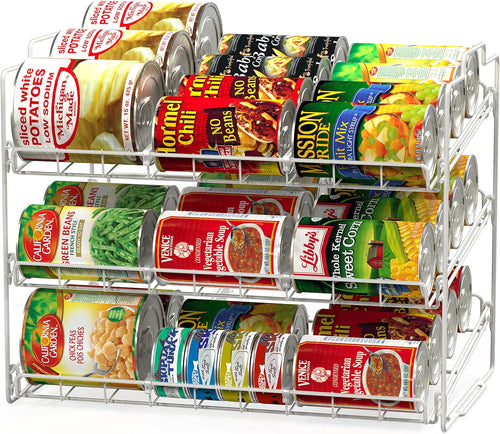 Deco Brothers Stackable Can Rack Organizer for Kitchen and Pantry, Holds Up to 36 Cans, White