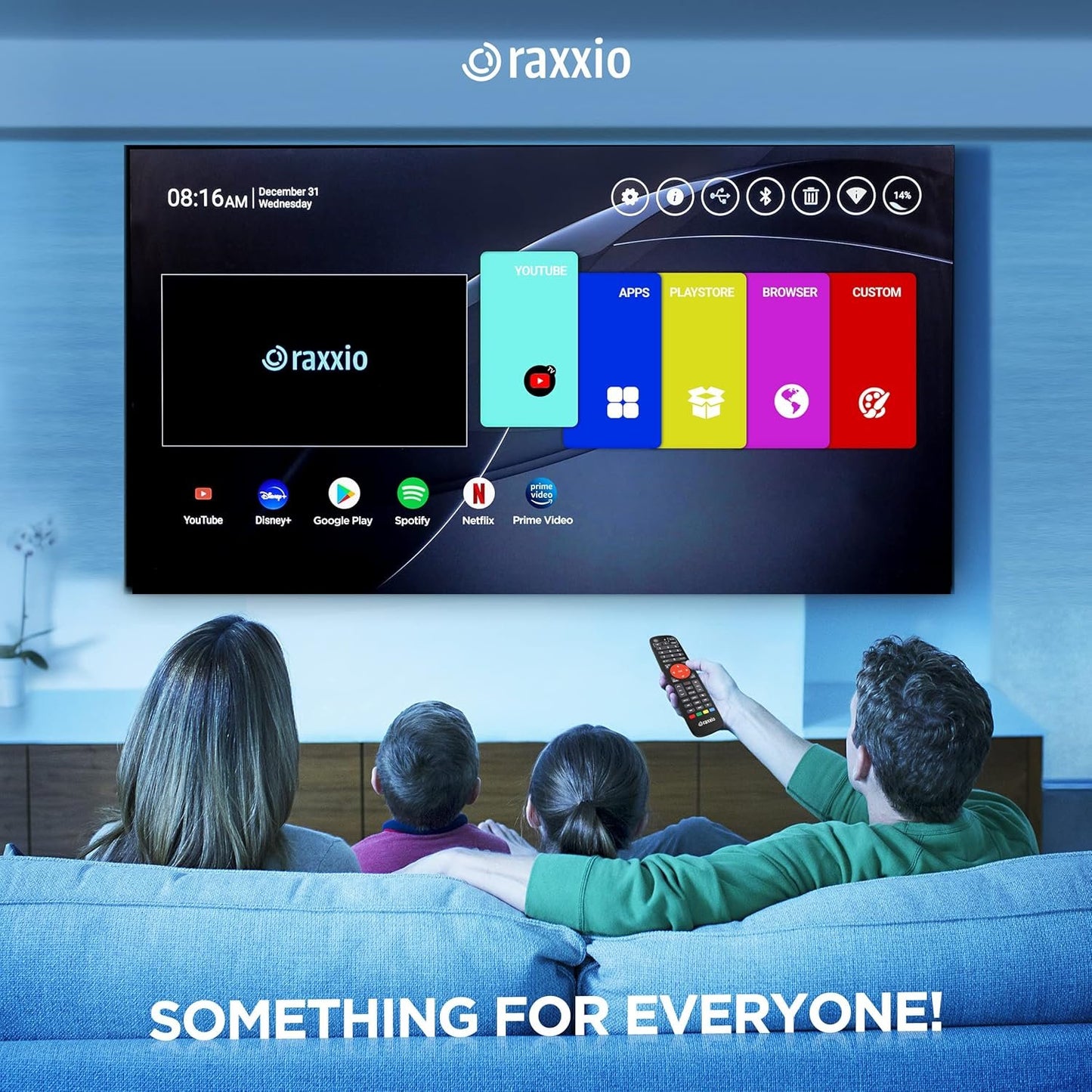 Raxxio Android TV Box 9.0 - RAX2100 Smart TV Box 4K HDR, Amlogic S905X3 Processor, 4GB RAM, 64GB ROM, WiFi 2.4G + 5G, USB 3.0, Bluetooth 4.1, Media Player with Bluetooth Remote Control