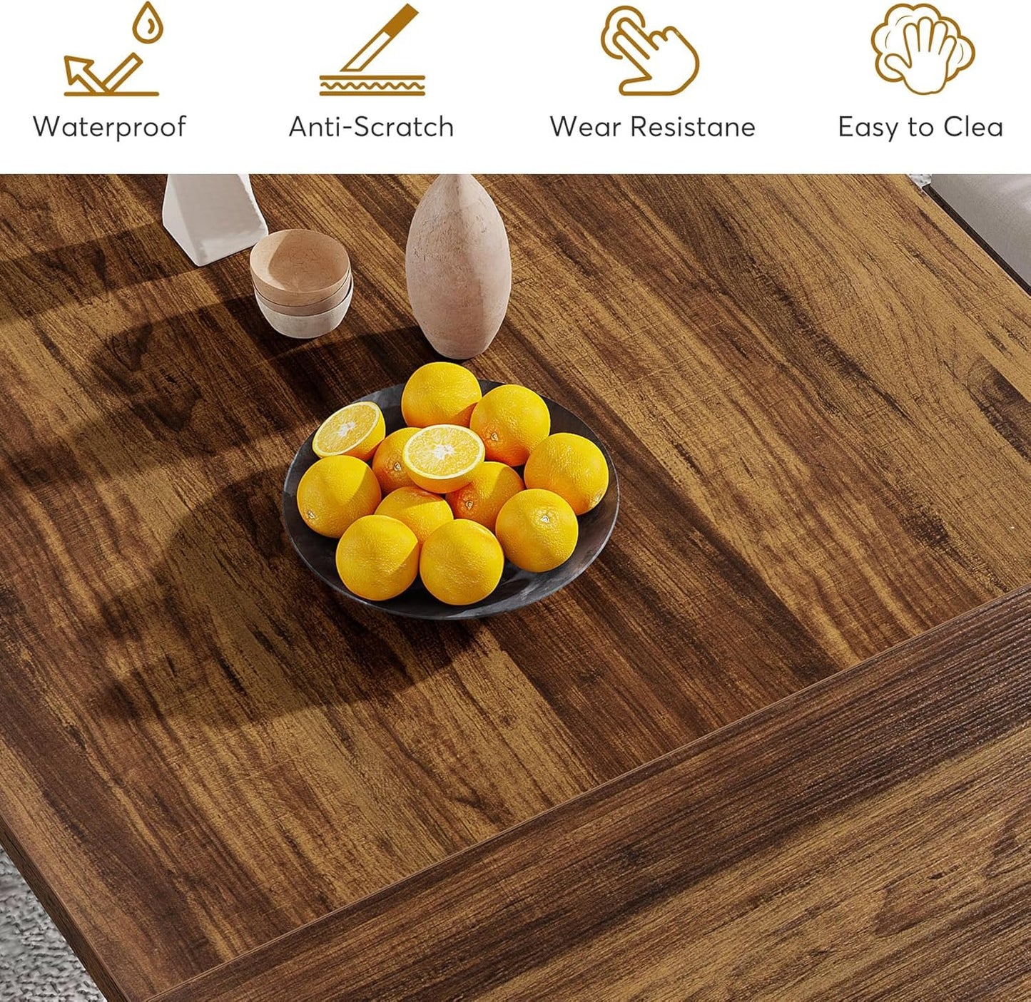 Tribesigns 71" Large Dining Table for 6 to 8 People, Rustic Farmhouse Style Dinner Table, Rectangular Dining Table for Kitchen, Dining Room & Living Room