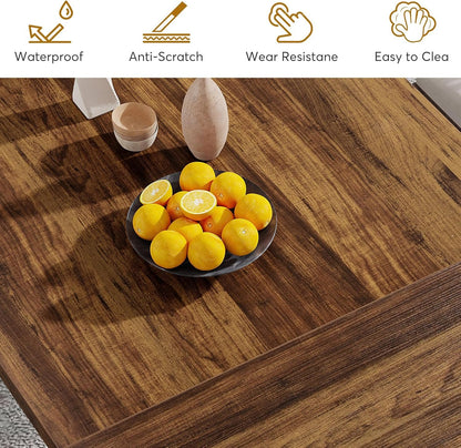Tribesigns 71" Large Dining Table for 6 to 8 People, Rustic Farmhouse Style Dinner Table, Rectangular Dining Table for Kitchen, Dining Room & Living Room