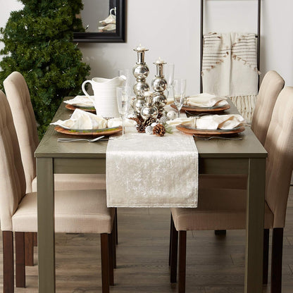 DII Velvet Collection Tabletop, Table Runner, 14x72, Cream