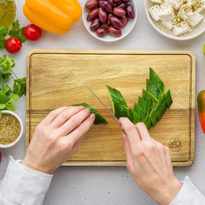 12x18 Organic Acacia Wooden Kitchen Cutting Boards, Large Premium Chopping Board, Juice Groove Hand Carved, Serving, Food-Prep, Meat, Veggies, Cheese and Bread. Natural Wood, Charcuterie Board.