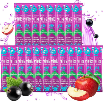 Vidrate Electrolyte Powder for Kids - Apple & Blackcurrant Flavoured Vitamin Water with Natural Ingredients & Zero Sugar - Hydration Drink for School & Sports - 20 Pack Minis Electrolyte Sachets