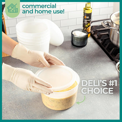 64 oz Food Storage Containers with Lids Pack of 6, Half Gallon Round Plastic Deli Container with Leak-Proof Lid, BPA-Free, Freezer, Dishwasher & Microwave Safe