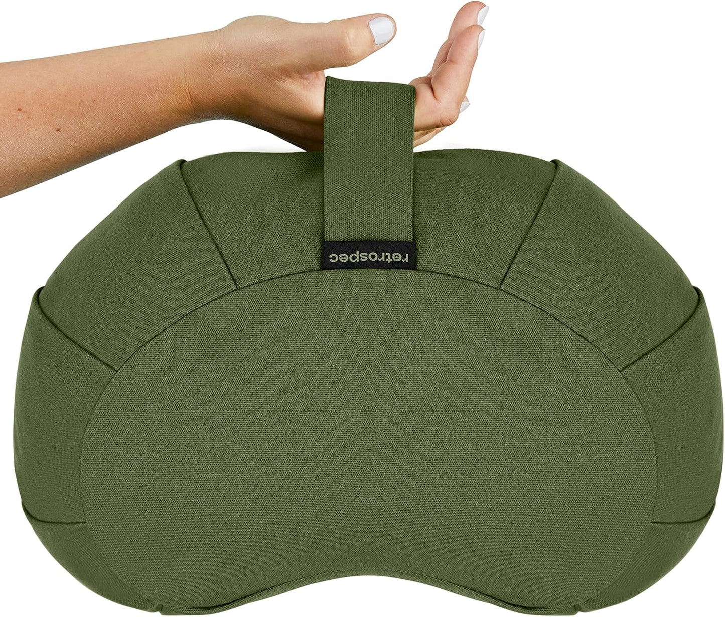 Retrospec Sedona Zafu Meditation Cushion Filled w/Buckwheat Hulls - Yoga Pillow for Meditation Practices - Machine Washable 100% Cotton Cover & Durable Carry Handle Round & Crescent