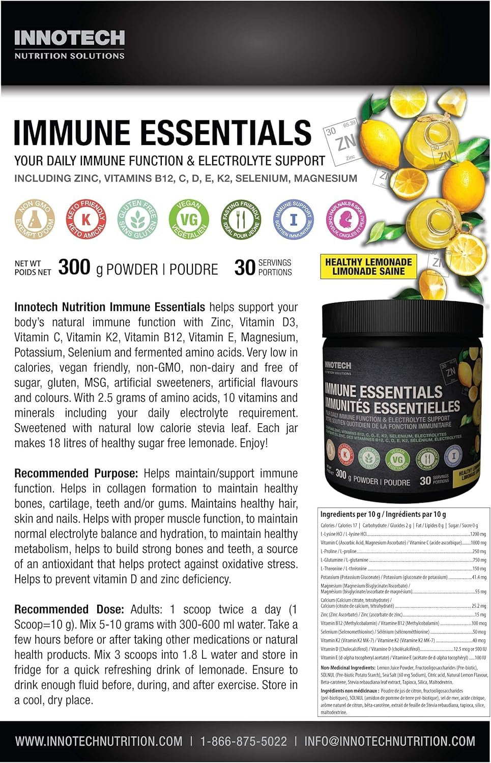 Innotech Nutrition Solutions Immune Essentials, 300 gram, white