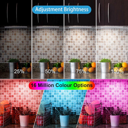 Under Cabinet Lighting Plug in - 3 Pcs 12 Inch Under Cabinet Lights, RGB Closet Lights for Kitchen with Remote & APP, Dimmable Under Counter Lights for Cupboard, Shelf, Workbench, Desk, Bookcase