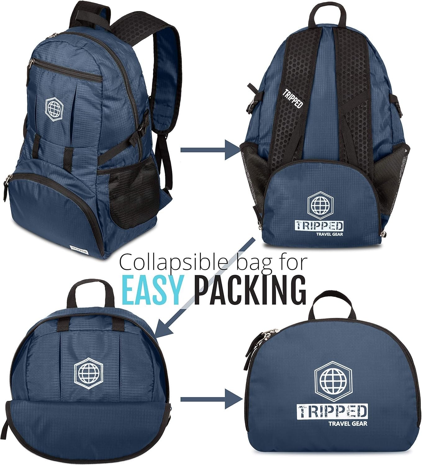Travel Daybag Hiking Backpack- Best Water Resistant Ultra Lightweight Daypack for Men and Women Blue