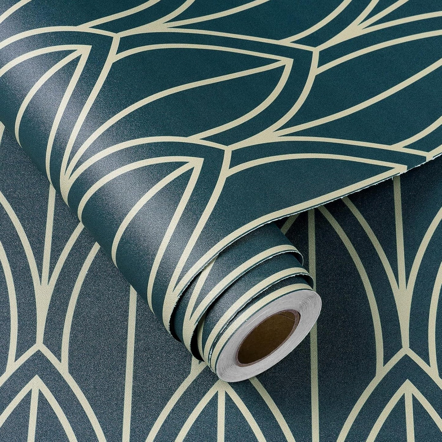 FunStick Geometric Pattern Wallpaper Furniture Sticker Paper Geometric Pattern Green Blue Adhesive Film for Furniture Green Blue Wall Cladding Bedroom Bathroom Geometric 44.5CM×3M