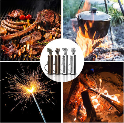 x-lighter Matchstick, Waterproof Match Fire Striker, Flint and Steel, Survival Tool Kit Forever Lighter(Skull+Skull)