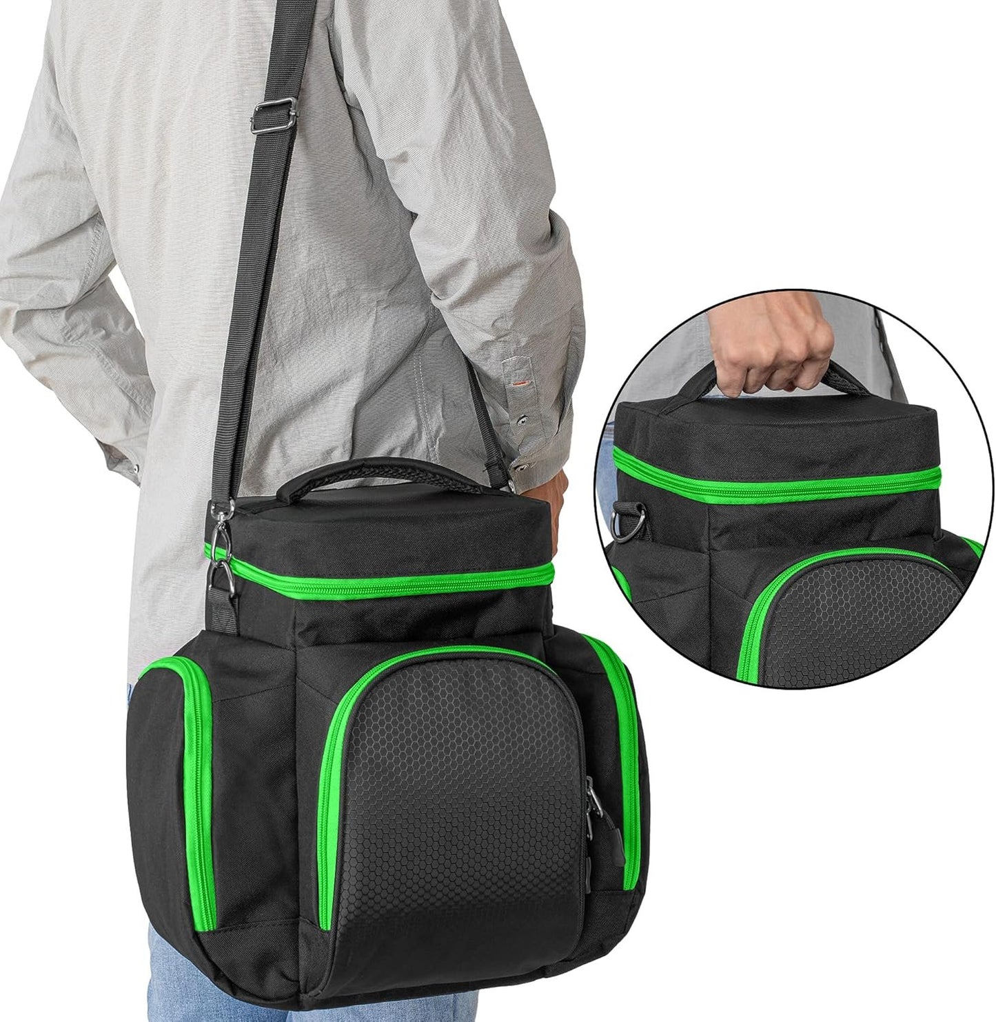 Trunab Console Carrying Case Compatible with Xbox Series X, Travel Bag with Multiple Storage Pockets for Xbox Controllers, Games, Cables and Other Accessories, Green (Patented Design)