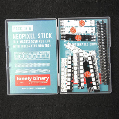 Lonely Binary 12-Pack WS2812B RGB LED Bars â€“ Glow LED Strips, Individually Addressable 8-LED Strips (6 White PCB + 6 Black PCB) for Arduino, Raspberry Pi, ESP32, DIY Projects & Smart Lighting