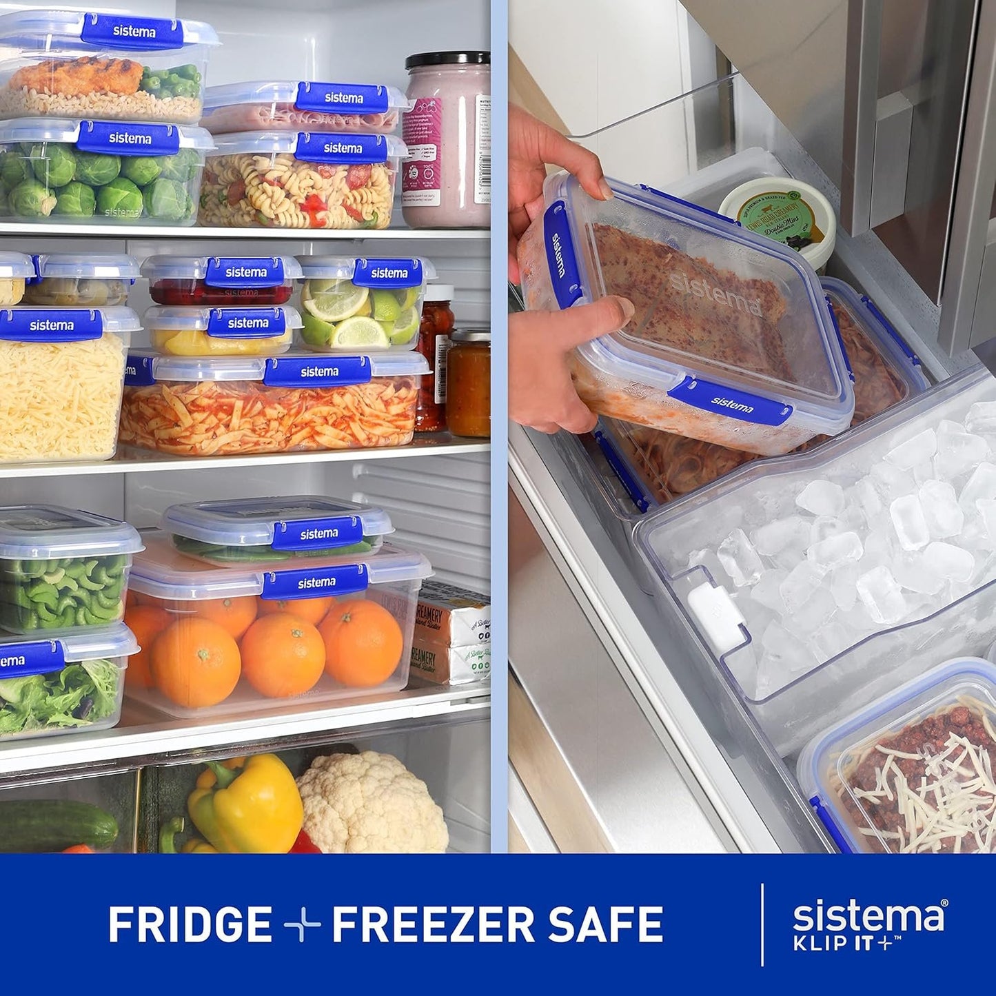 Sistema KLIP IT PLUS Food Storage Containers | 10 Litre Rectangle | Stackable & Airtight Fridge/Freezer Food Box with Lid | BPA-Free Plastic