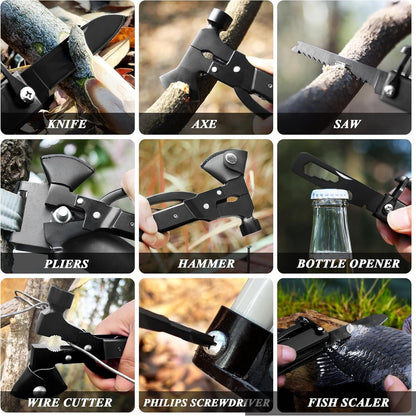 RoverTac Multitool Axe Hatchet Camping Gear Tool Gifts for Men Dad Him 14-in-1 Multi Tool Knife Hammer Pliers Saw Screwdrivers Bottle Can Opener Nylon Sheath Multitool for Camping Hiking Survival