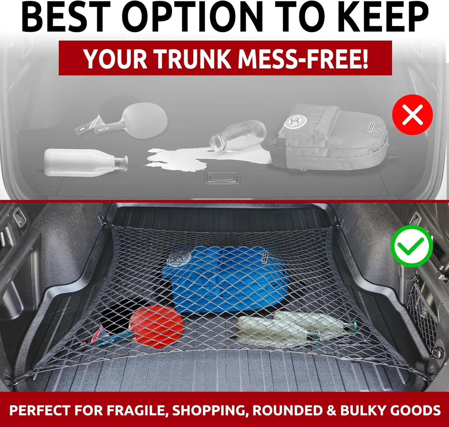 Floor Style Automotive Elastic Trunk Mesh Cargo Net for Subaru Outback 2020-2024 - Premium Trunk Organizers and Storage - Luggage Net for SUV - Best Car Organizer for Subaru Outback