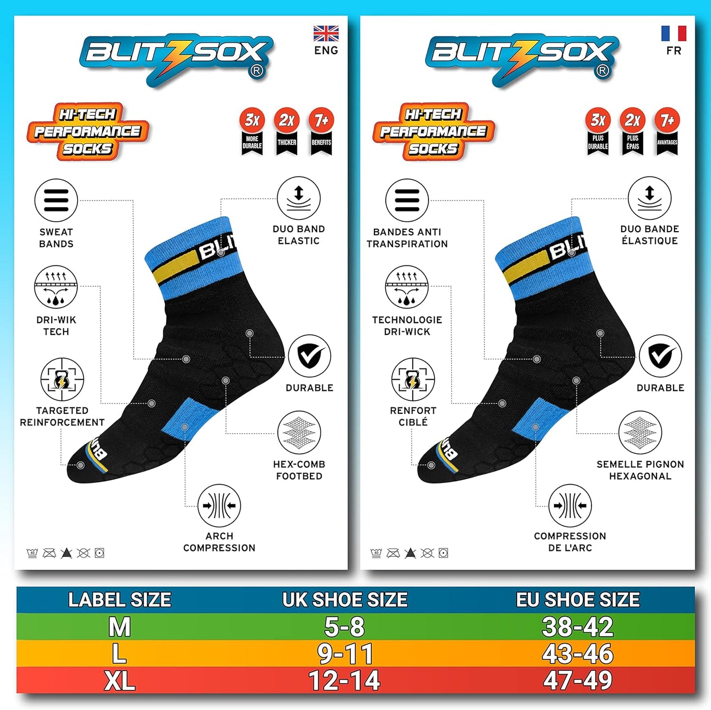 BLITZSOX Hi-Tech Performance Athletic Quarter Socks for Men Women (Running, Workouts & Fitness Training), Pack of 3