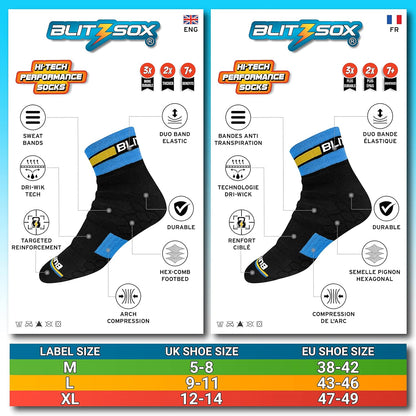 BLITZSOX Hi-Tech Performance Athletic Quarter Socks for Men Women (Running, Workouts & Fitness Training), Pack of 3