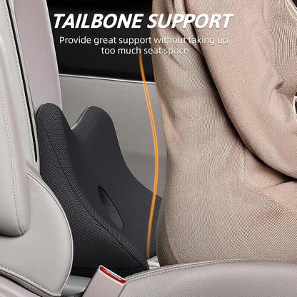 Benazcap Lumbar Support Pillow for Car Seat, Lower Back Support Pillow for Sciatica & Back Pain Relief, 2 in 1 Memory Foam Lumbar Support Pillow for Office Chair - Black