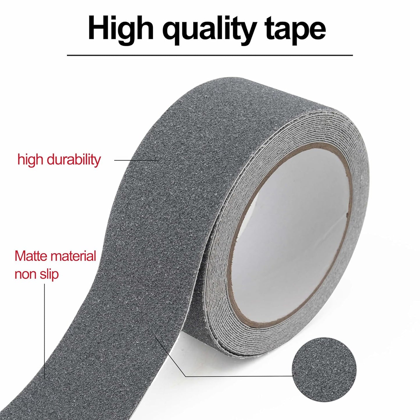 WELSTIK Anti Slip Tape, Strong Adhesive Tape, Self Adhesive Anti-Slip Tape, Suitable for Indoor and Outdoor Use for Work and Family Safety, Safety Belt, 5cm x 5m, Grey
