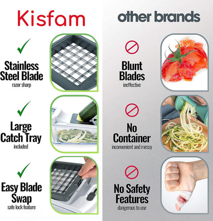 Kisfam Vegetable Chopper（Upgrade）, Onion Chopper Mandolin Slicer Cutter Dicer, Veggie Chopper with 4 Blades, Container for Salad Potato Carrot Garlic, Vegetable Cutter Kitchen Tools & Gadgets