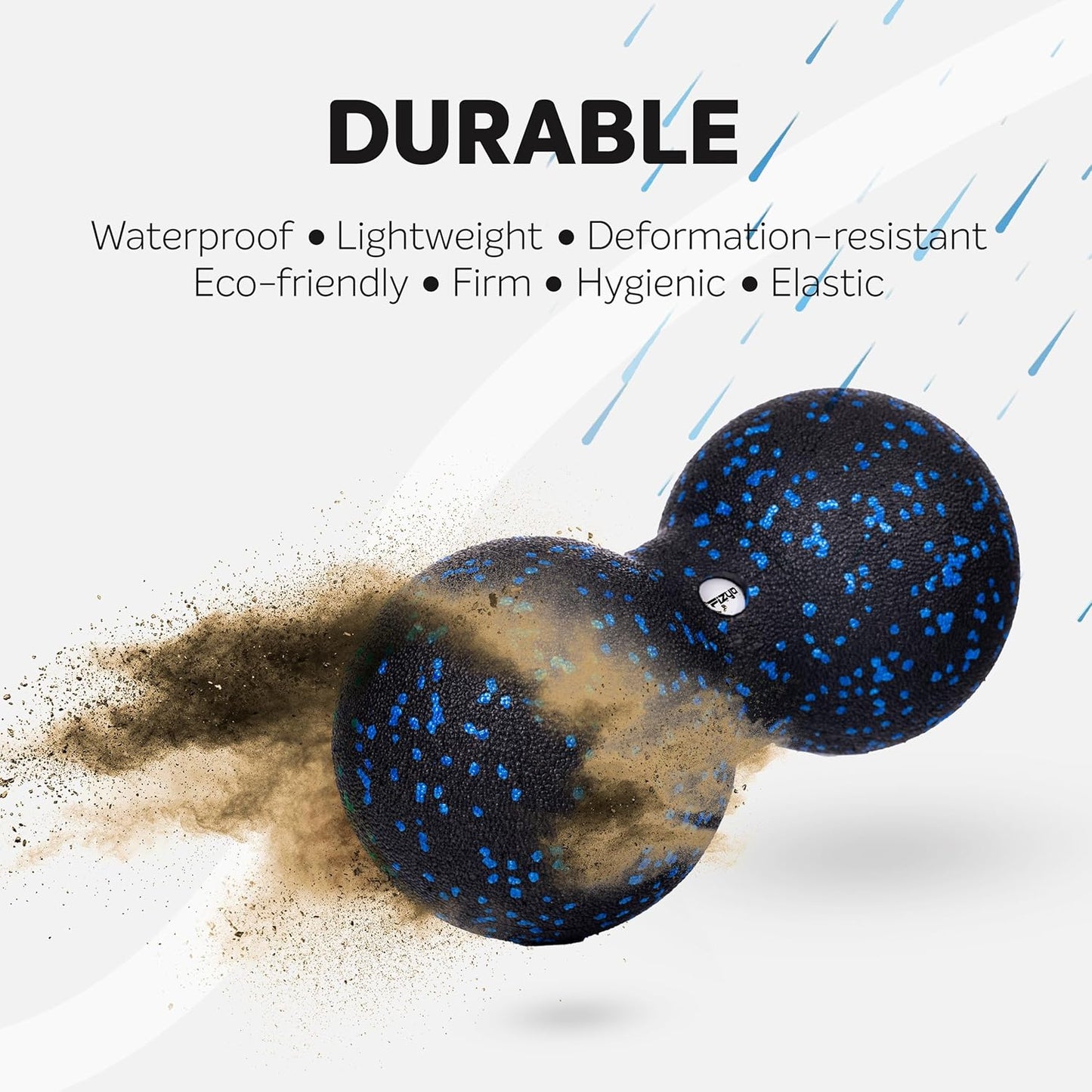 FIZYO Double EPP Massage Ball 24 x 12 cm - Large Muscle Massager for Back, Neck, Legs and Trigger Point, Physical Therapy, Yoga, CrossFit, Pilates, Recovery and Rehabilitation - Black, Blue
