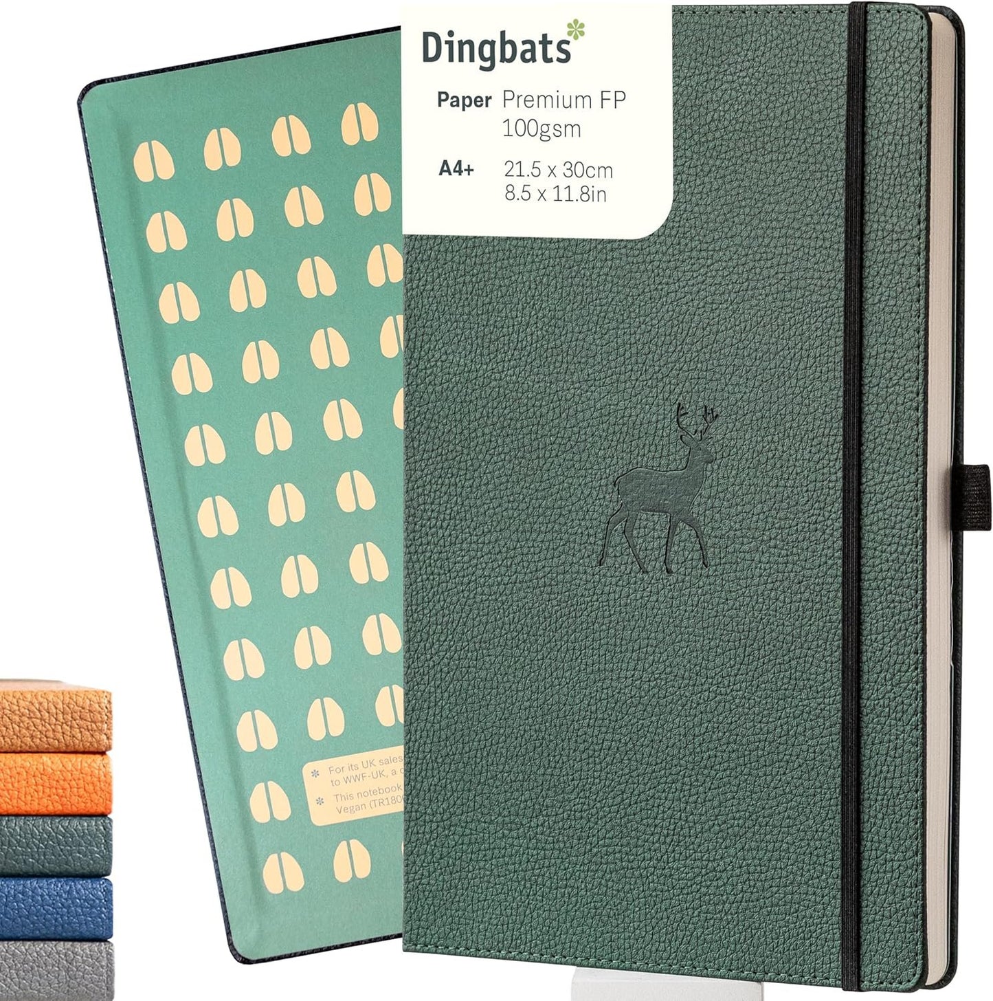 Wildlife A4 Lined Notebook - Extra Large Hardcover PU Leather Journal - for Work, Travel - Pocket, Elastic Closure, Pen Holder, Bookmark