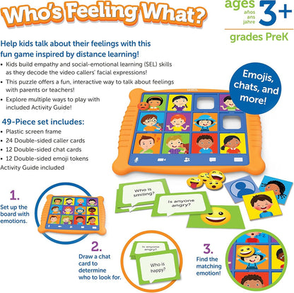 Learning Resources Who's Feeling What? 49 Pieces, Age 3+ Social Emotional Learning Games, Communication Games for Kids, Emotion Toys