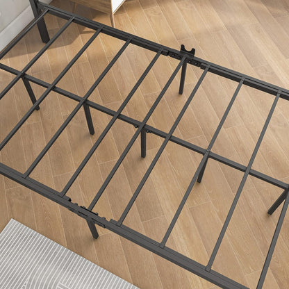 BOFENG Queen Bed Frames with Wood Headboard,Heavy Duty Platform Bed Frame No Box Spring Needed,Farmhouse beds Steel Slat Mattress Foundation Sturdy Square Pipe Design Home Furniture