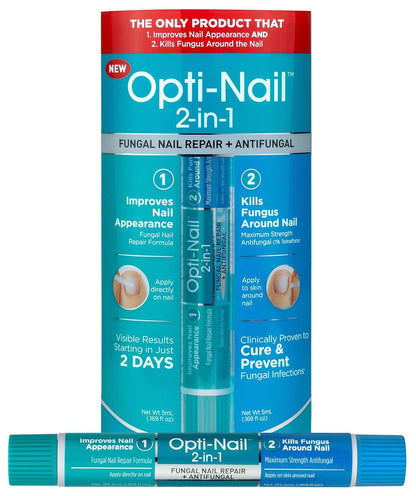 Opti-Nail 2-in-1 Fungal Nail Repair Plus Antifungal, Improves Nail Appearance and Kills Fungus Around Nail.