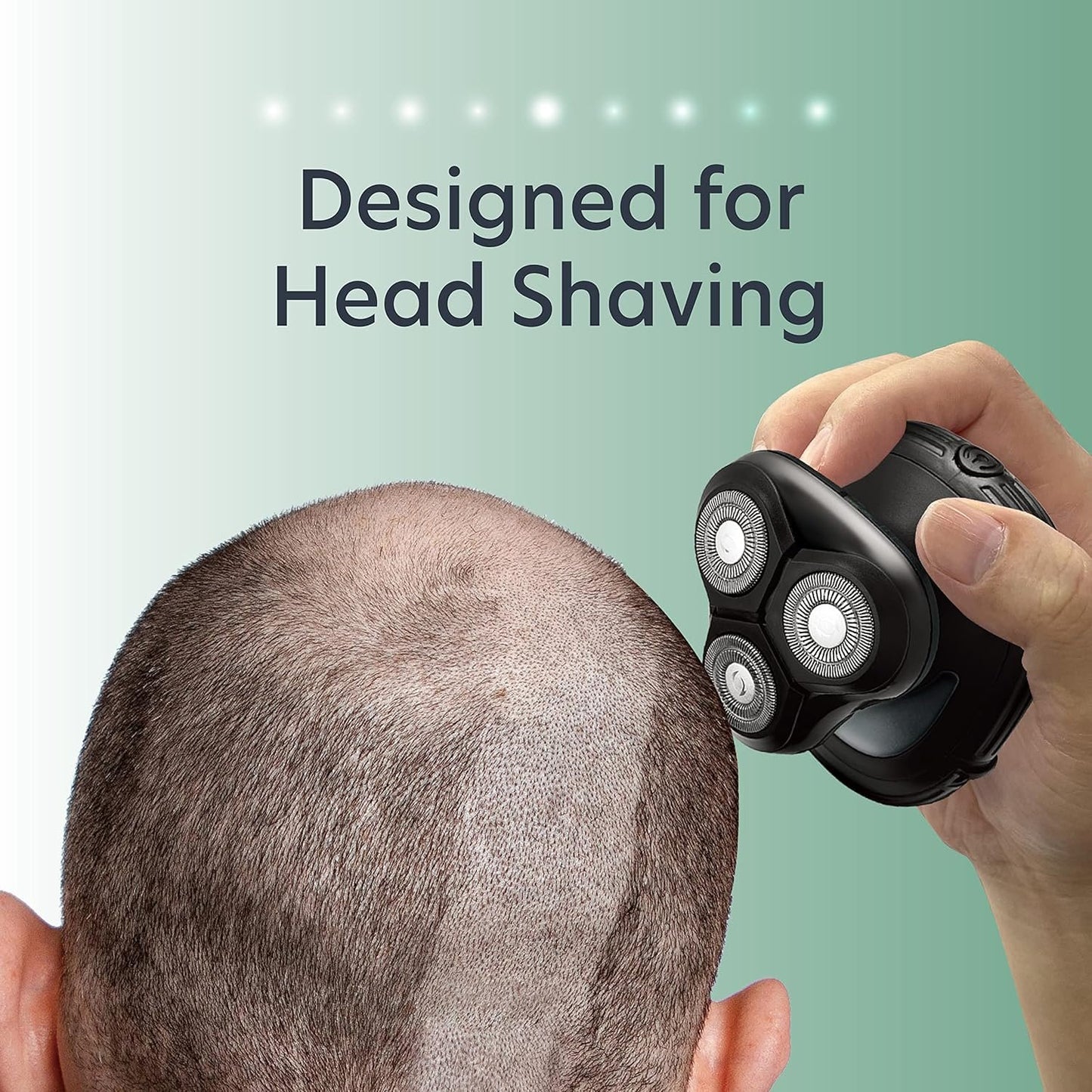 Groom Essentials 3D Rotary Face and Head Shaver for Men, LED Light, Battery-Operated Compact, Cordless Electric Shavers for Men, 3 Floating Heads - Electric Razor, Mens Shaver with Ergonomic Handle