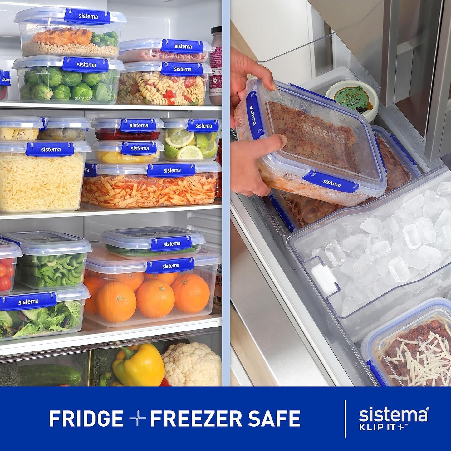 Sistema KLIP IT PLUS Food Storage Containers | 6 Piece Airtight Containers Set (2 x 400 ml, 3 x 1 l & 1 x 2.2 l) | Leak-Proof Seal | Easy Locking Clips | BPA-Free