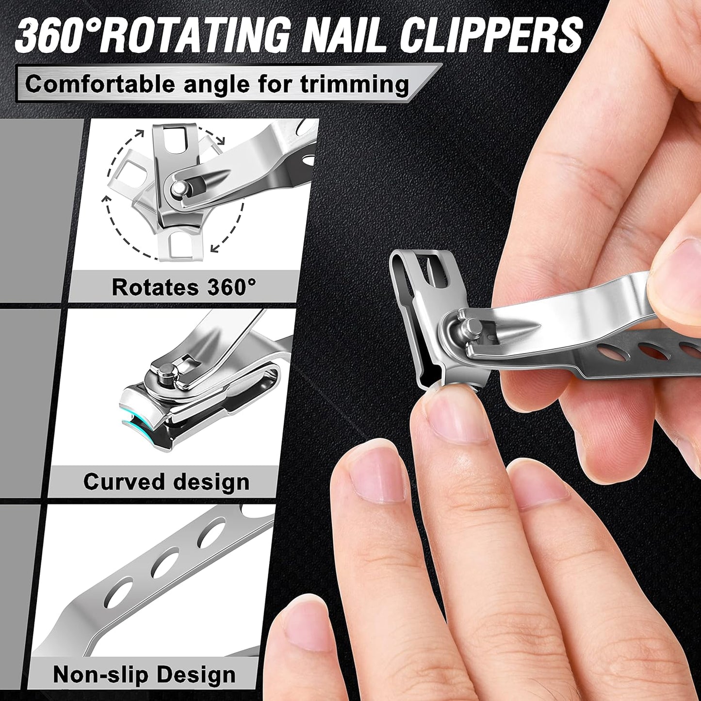 Toenail Clippers for Seniors Thick Toenails, Aucurwen Heavy Duty Toe Nail Clippers Adult Thick Nails Long Handle, Large Toenail Clippers for Thick Nails 7Pcs