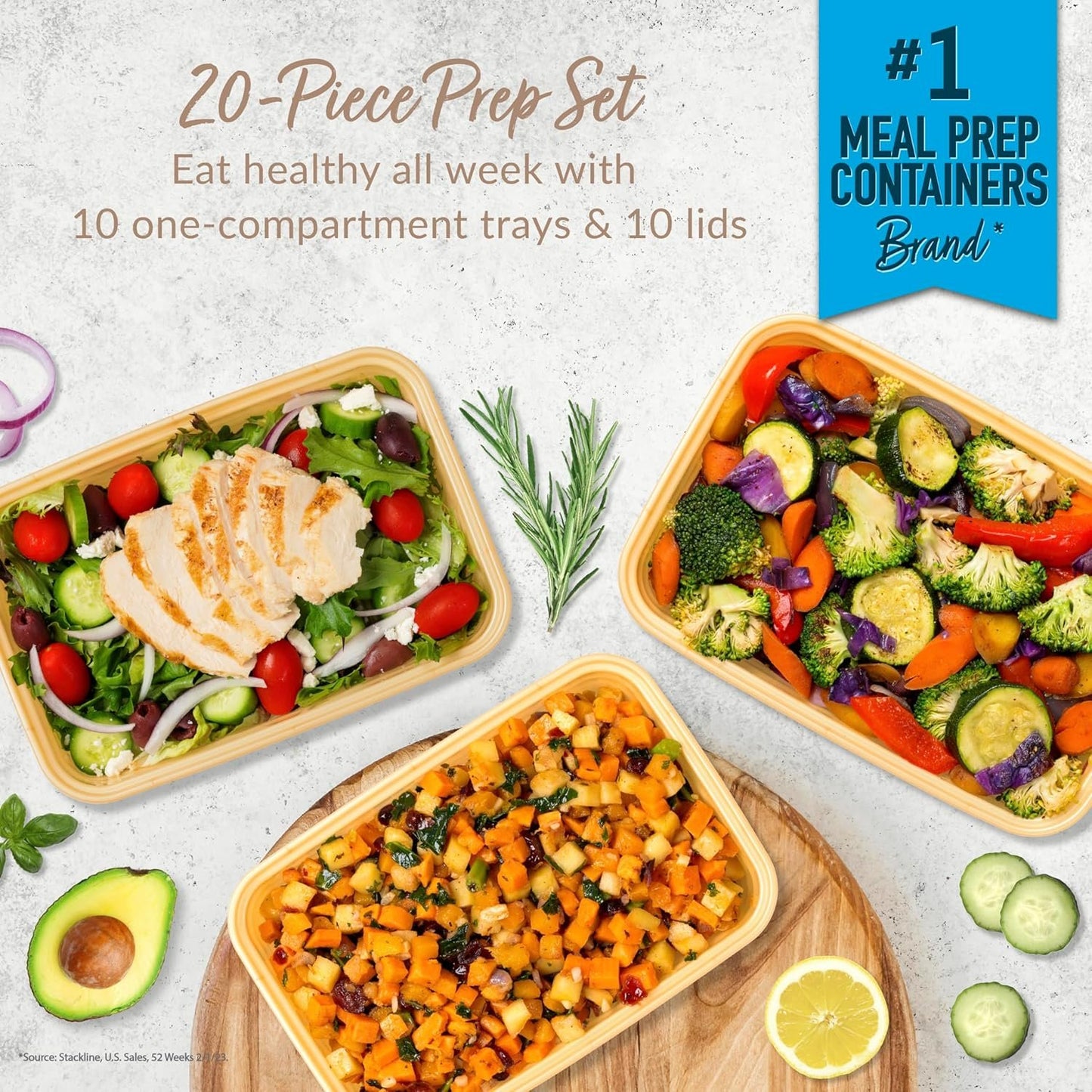 Bentgo Prep 1-Compartment Meal-Prep Containers with Custom-Fit Lids - Microwaveable, Durable, Reusable, BPA-Free, Freezer and Dishwasher Safe Food Storage Containers - 10 Trays & 10 Lids (Gold)