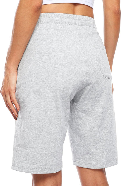 WILLIT Women's Shorts 10" Bermuda Cotton Long Shorts Jersey Athletic Yoga Workout Lounge with Pockets